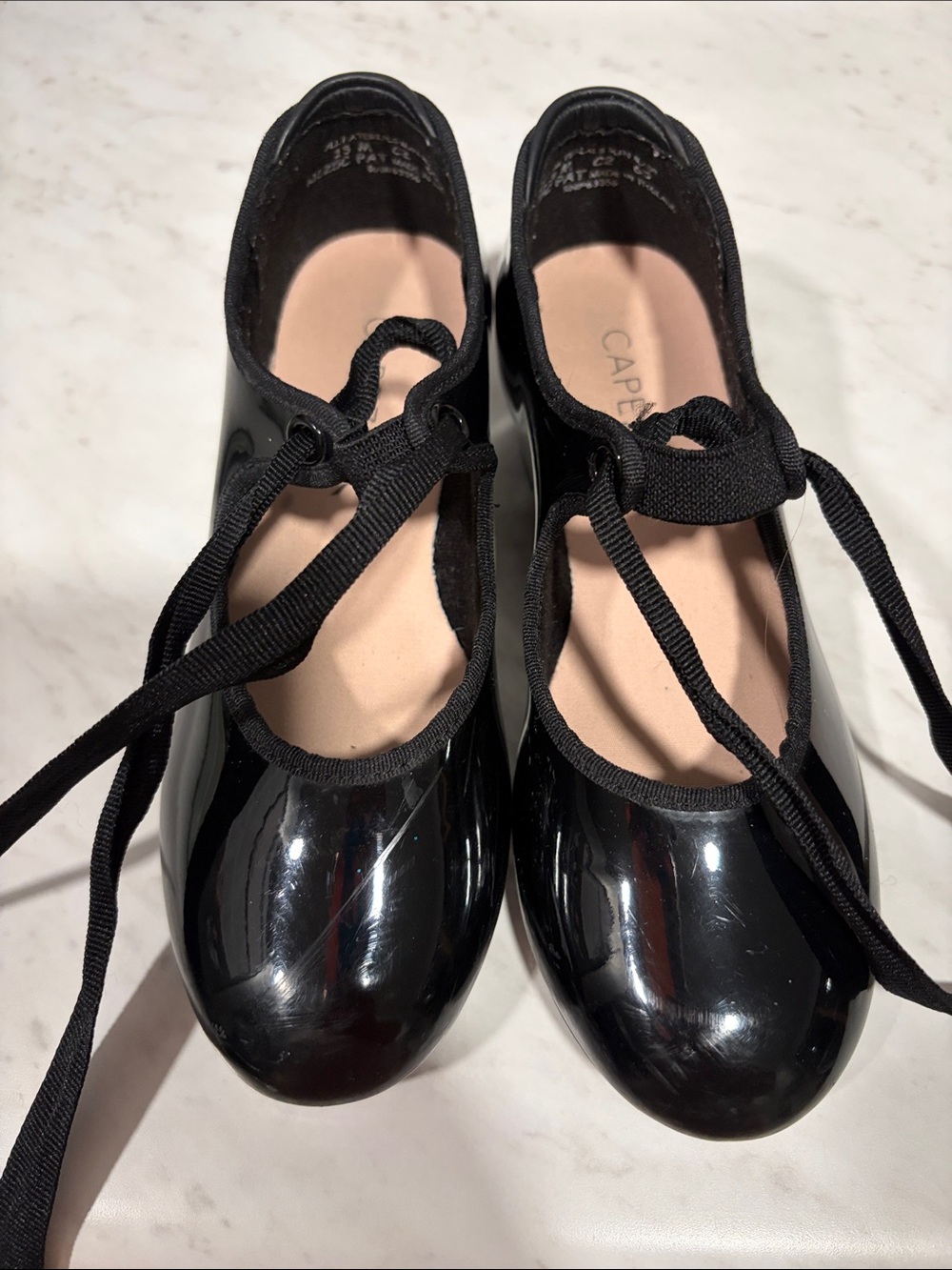 Capezio Black Patent Girls' Ballet Tie Flats Size 13
